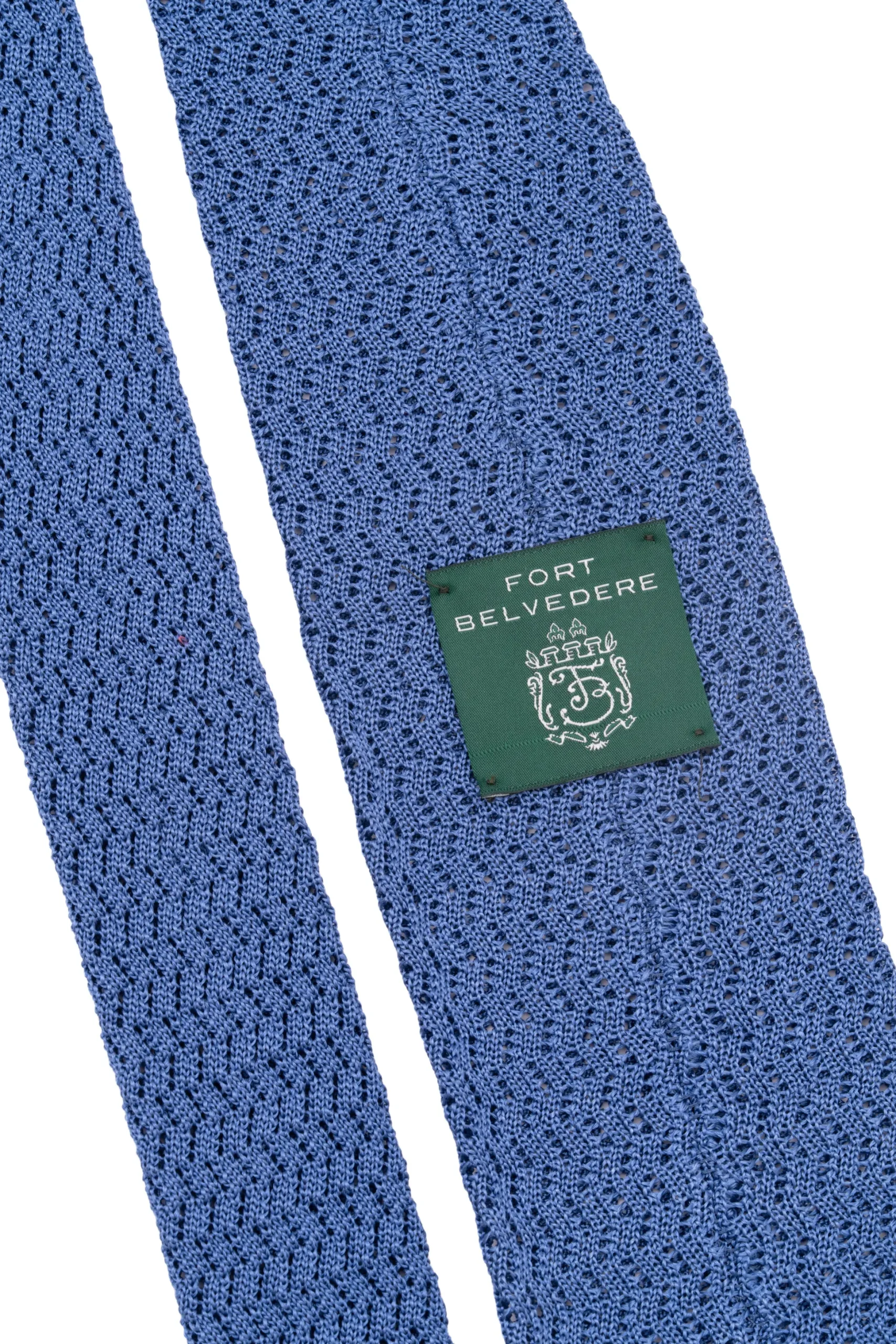 Light Blue Zigzag Silk Knit Tie