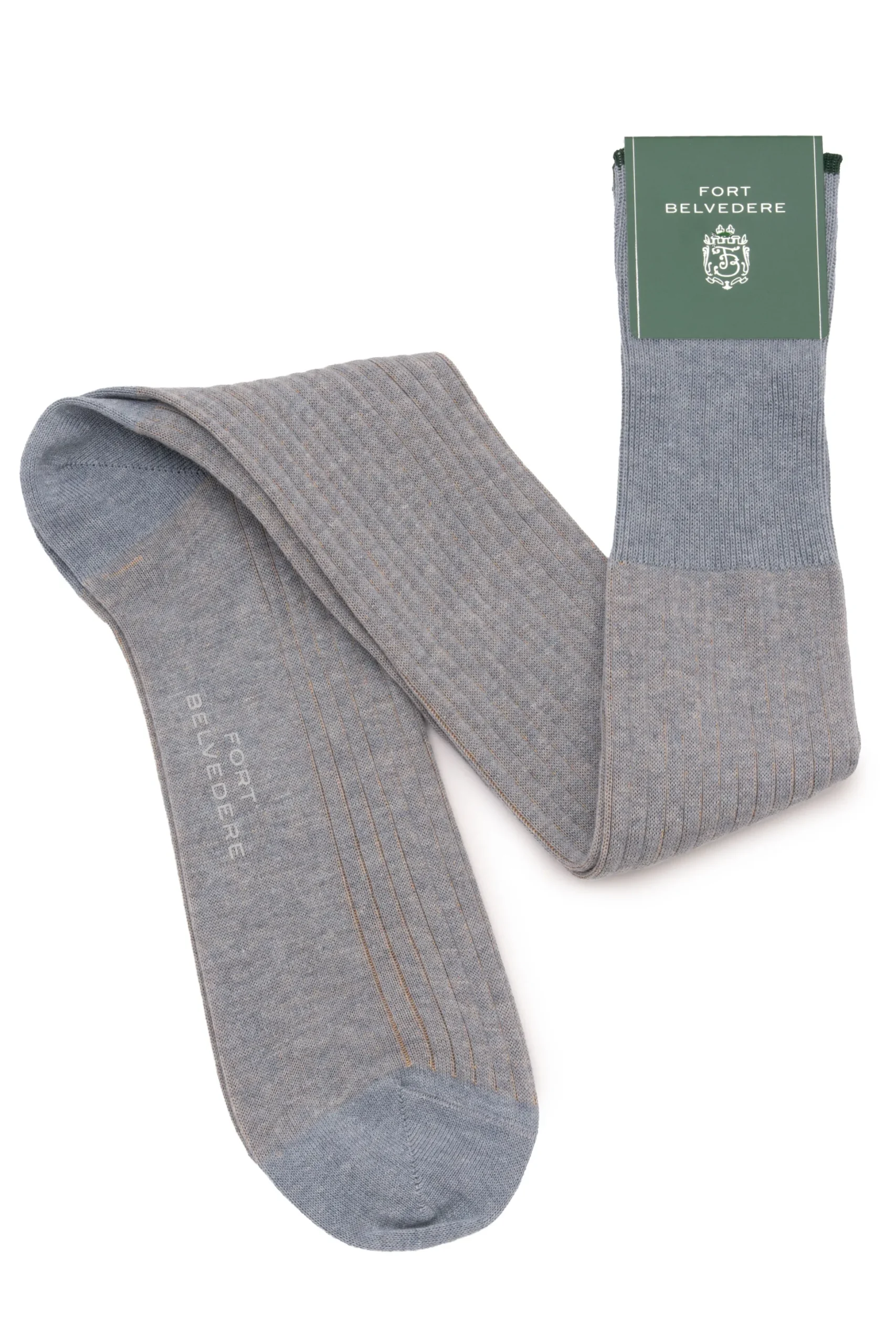 Light Gray & Beige Shadow Stripe Midweight Cotton Socks