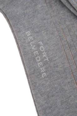 Light Gray & Beige Shadow Stripe Midweight Cotton Socks