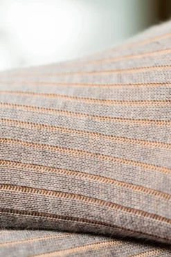Light Gray & Beige Shadow Stripe Midweight Cotton Socks
