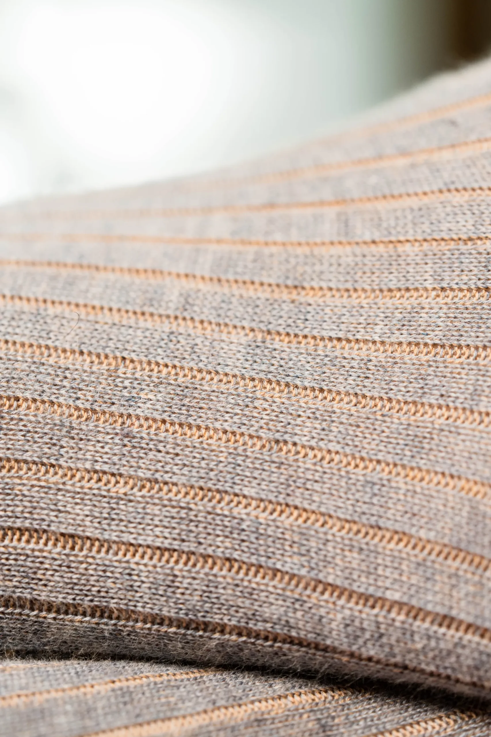 Light Gray & Beige Shadow Stripe Midweight Cotton Socks
