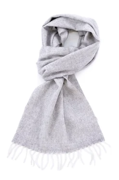 Light Gray Herringbone Cashmere Scarf
