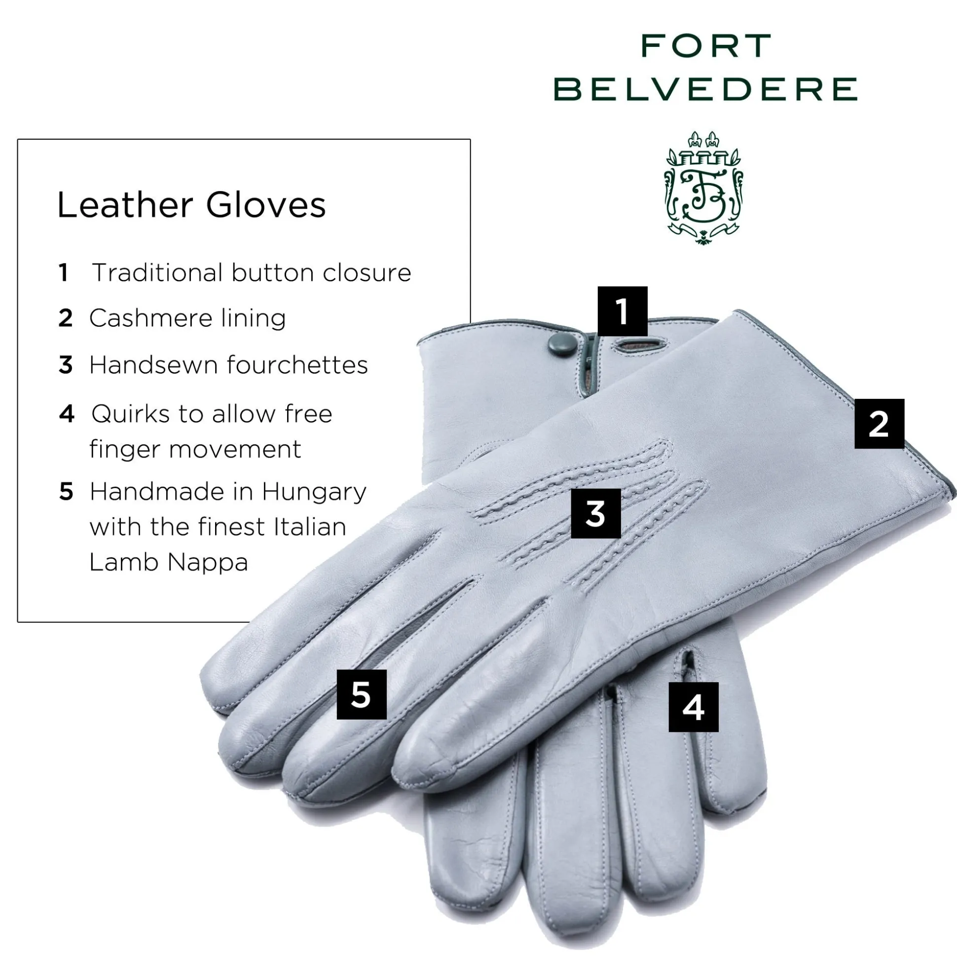 Light Gray Lamb Nappa Gloves