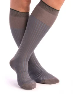 Light Gray & Light Blue Shadow Stripe Lightweight Cotton Socks