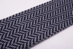 Light Gray & Navy Herringbone Wool Knit Tie