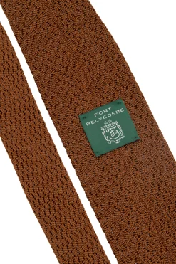 Light Havana Brown Zigzag Silk Knit Tie