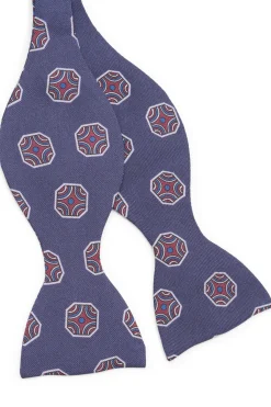Light Navy Fancy Tile Butterfly Bow Tie