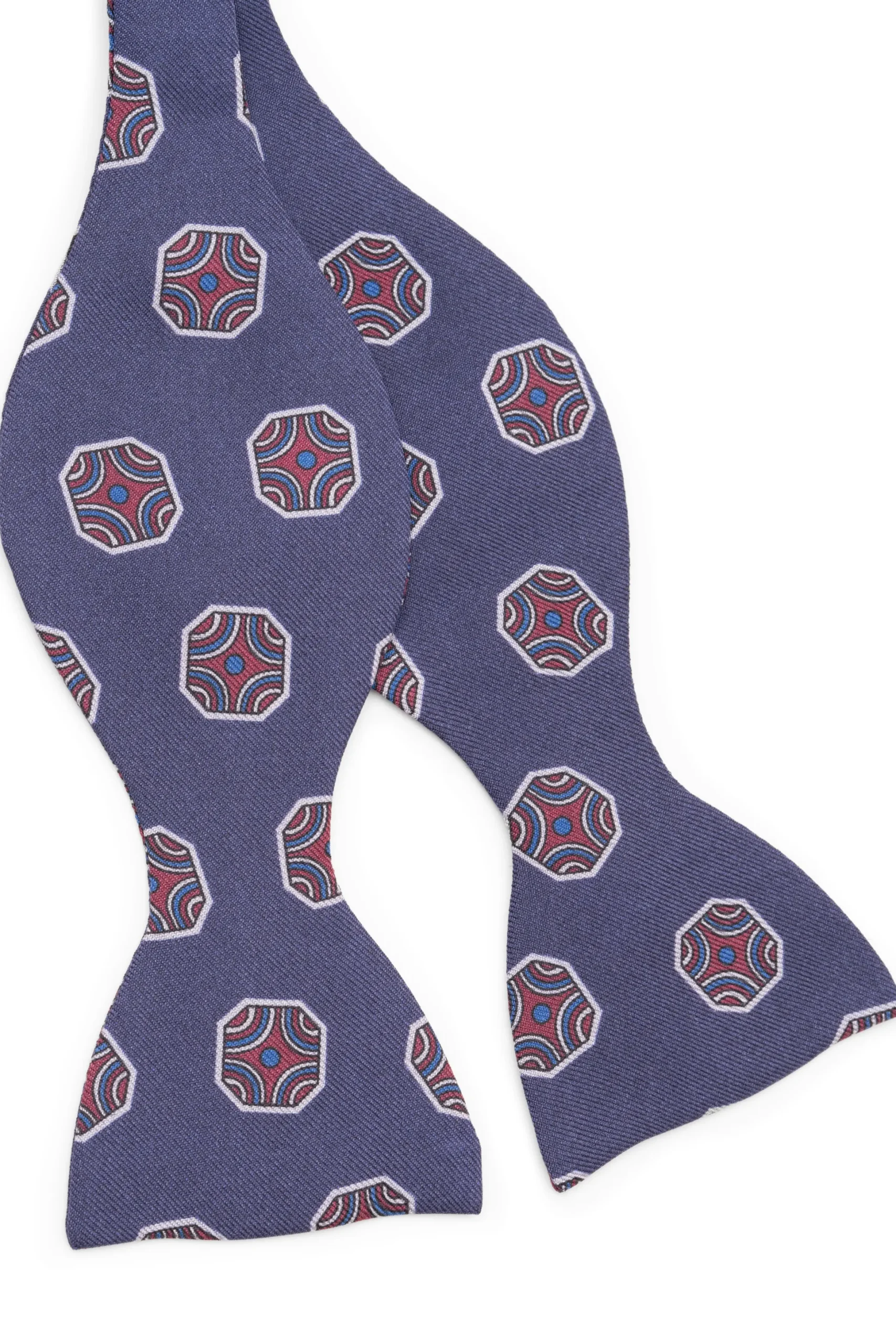 Light Navy Fancy Tile Butterfly Bow Tie