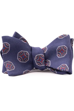 Light Navy Fancy Tile Butterfly Bow Tie