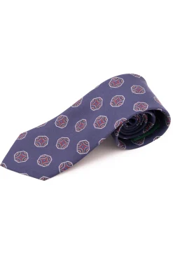 Light Navy Fancy Tile Printed Silk Tie