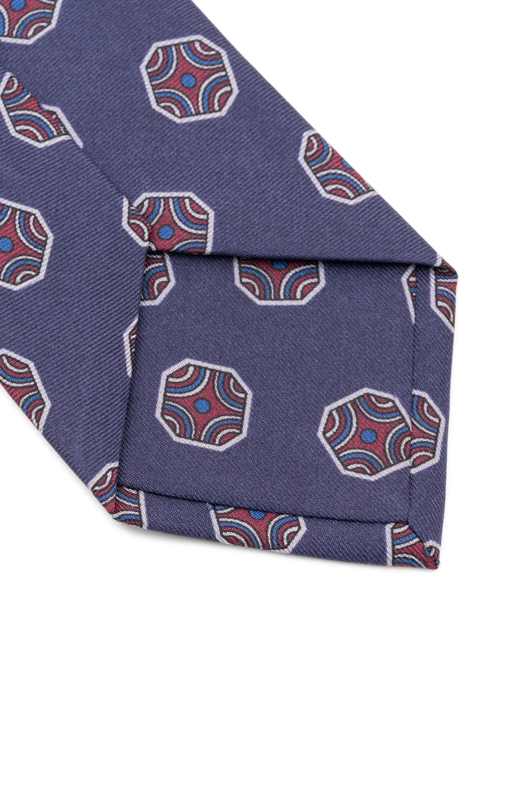 Light Navy Fancy Tile Printed Silk Tie