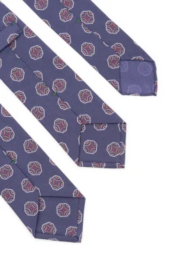 Light Navy Fancy Tile Printed Silk Tie