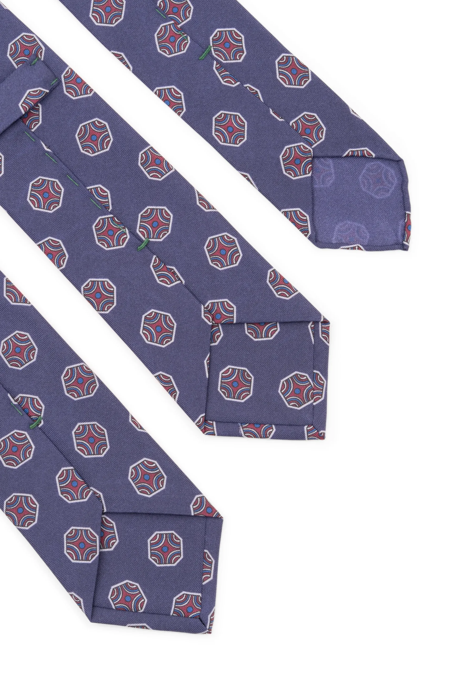 Light Navy Fancy Tile Printed Silk Tie