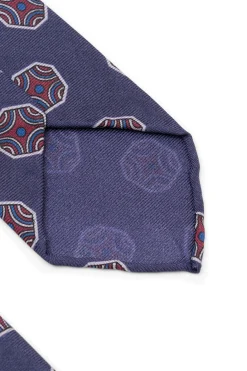 Light Navy Fancy Tile Printed Silk Tie