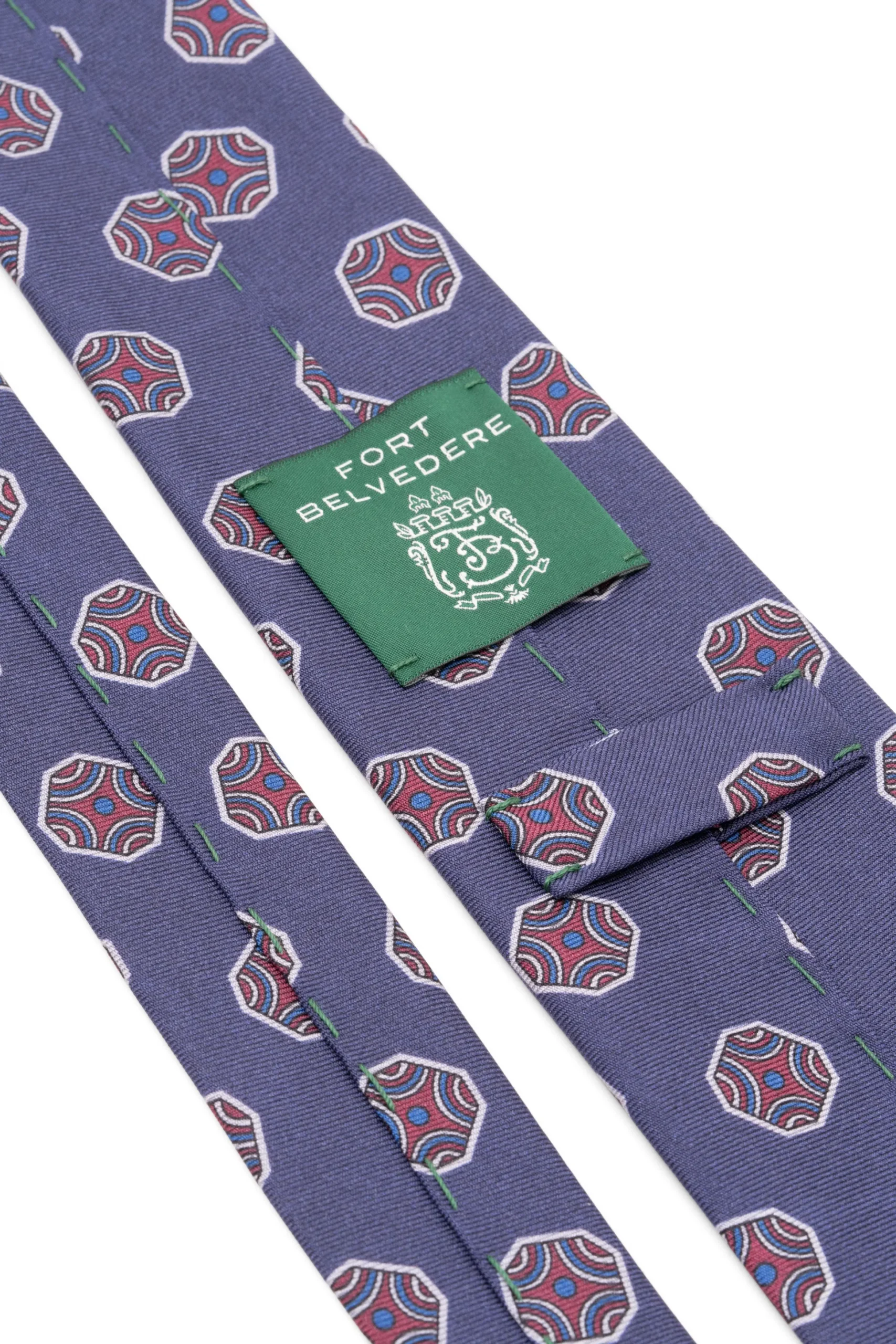 Light Navy Fancy Tile Printed Silk Tie