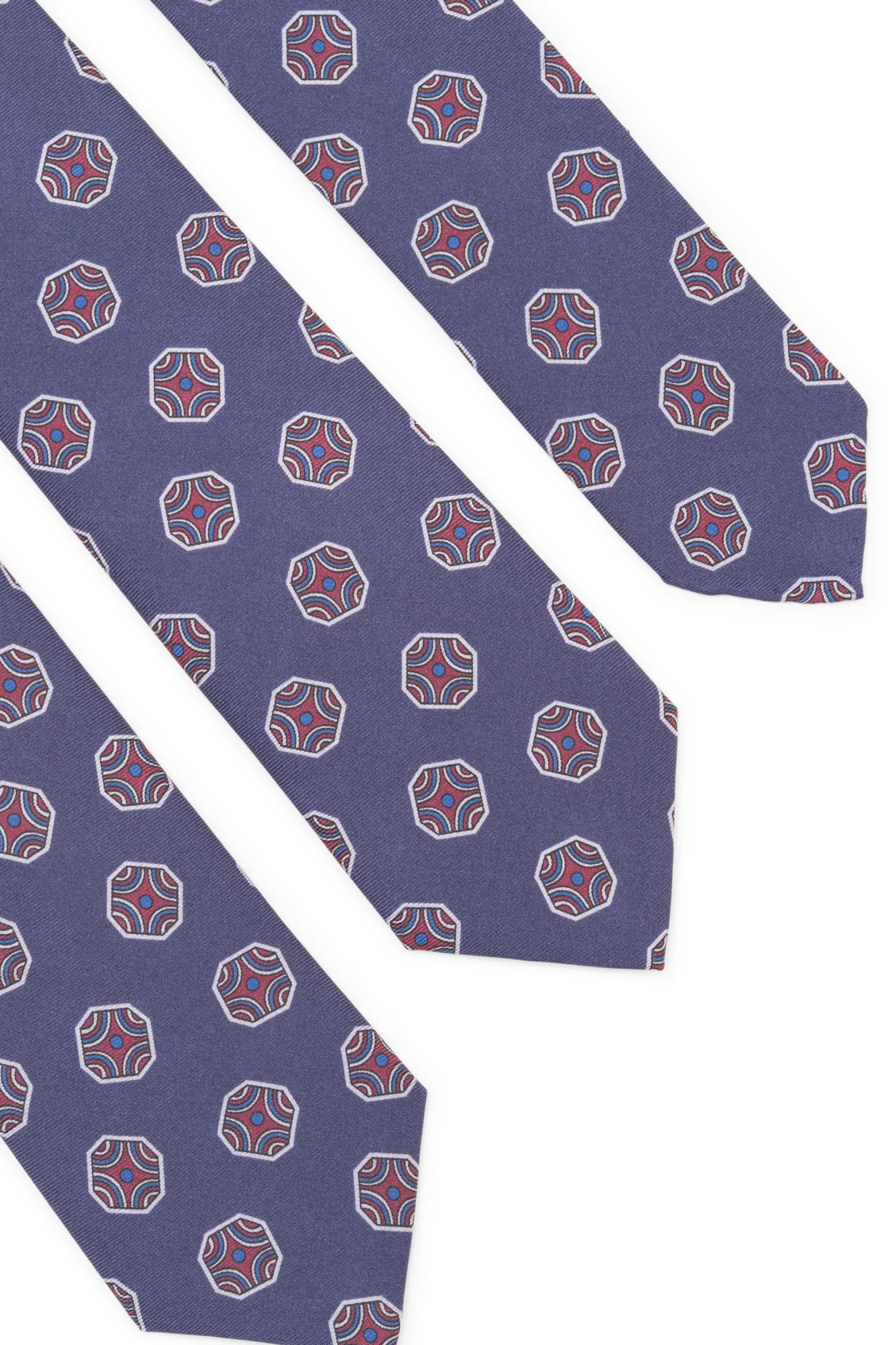 Light Navy Fancy Tile Printed Silk Tie