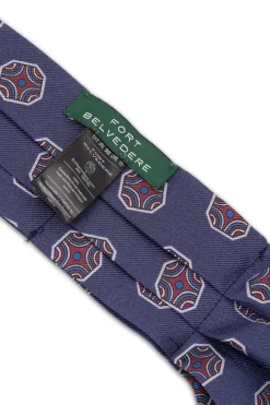 Light Navy Fancy Tile Silk Ascot