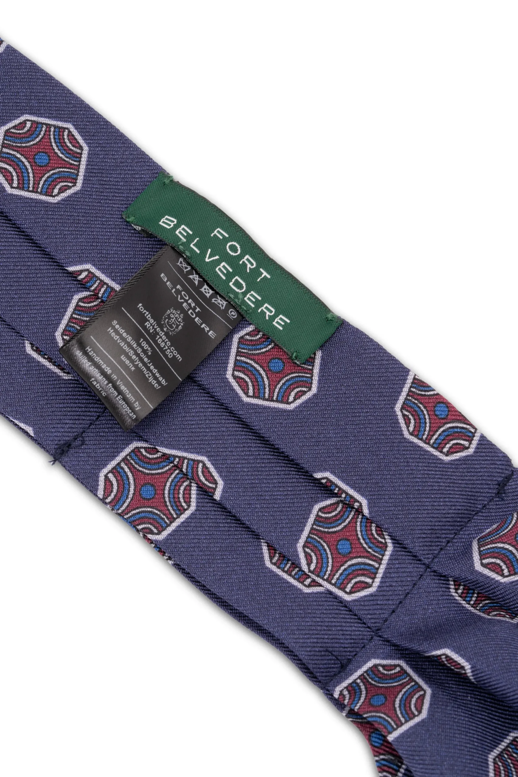 Light Navy Fancy Tile Silk Ascot