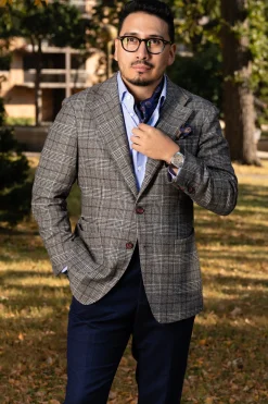 Light Navy Fancy Tile Silk Ascot