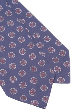 Light Navy Fancy Tile Silk Ascot