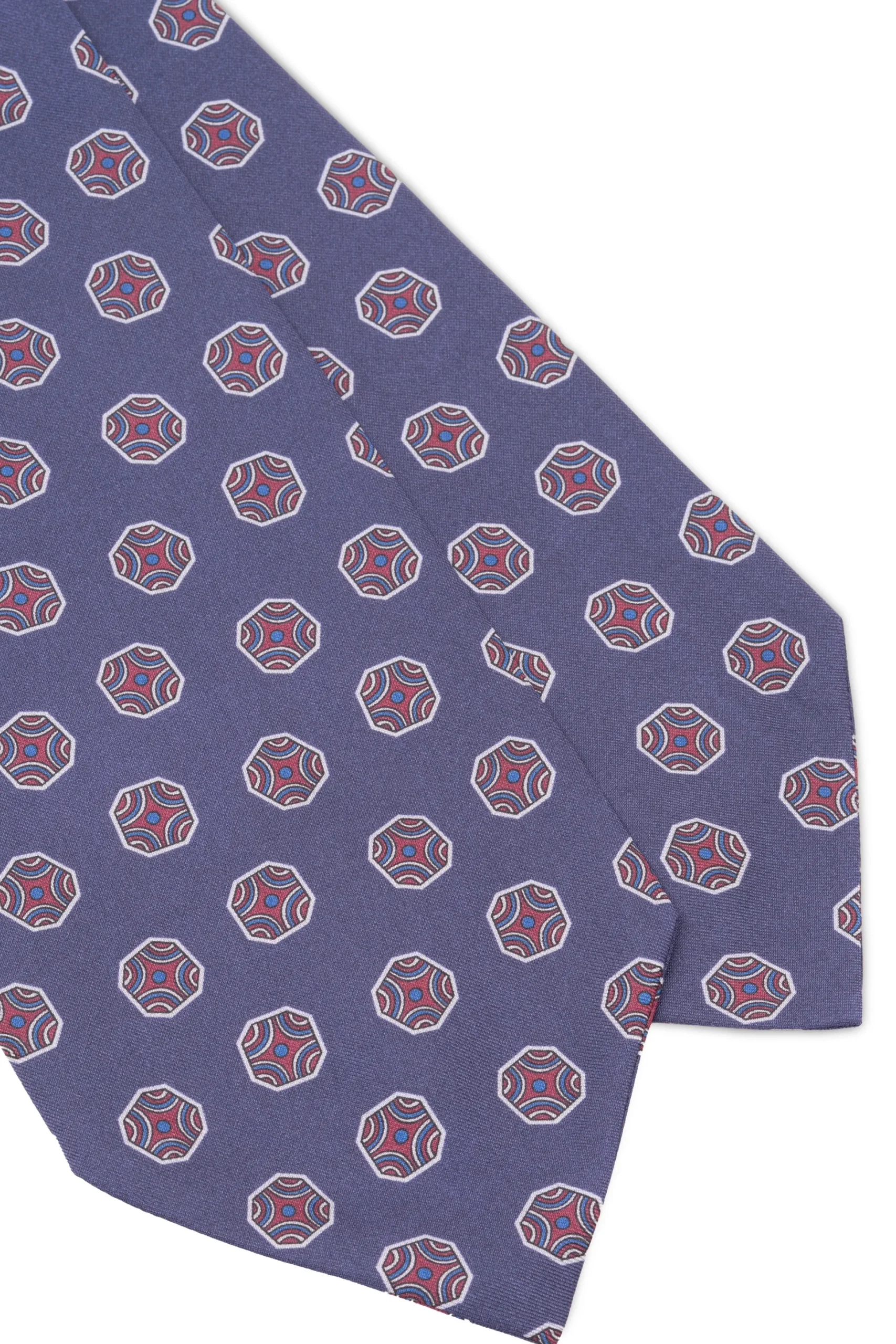 Light Navy Fancy Tile Silk Ascot