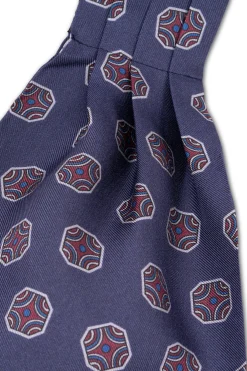Light Navy Fancy Tile Silk Ascot