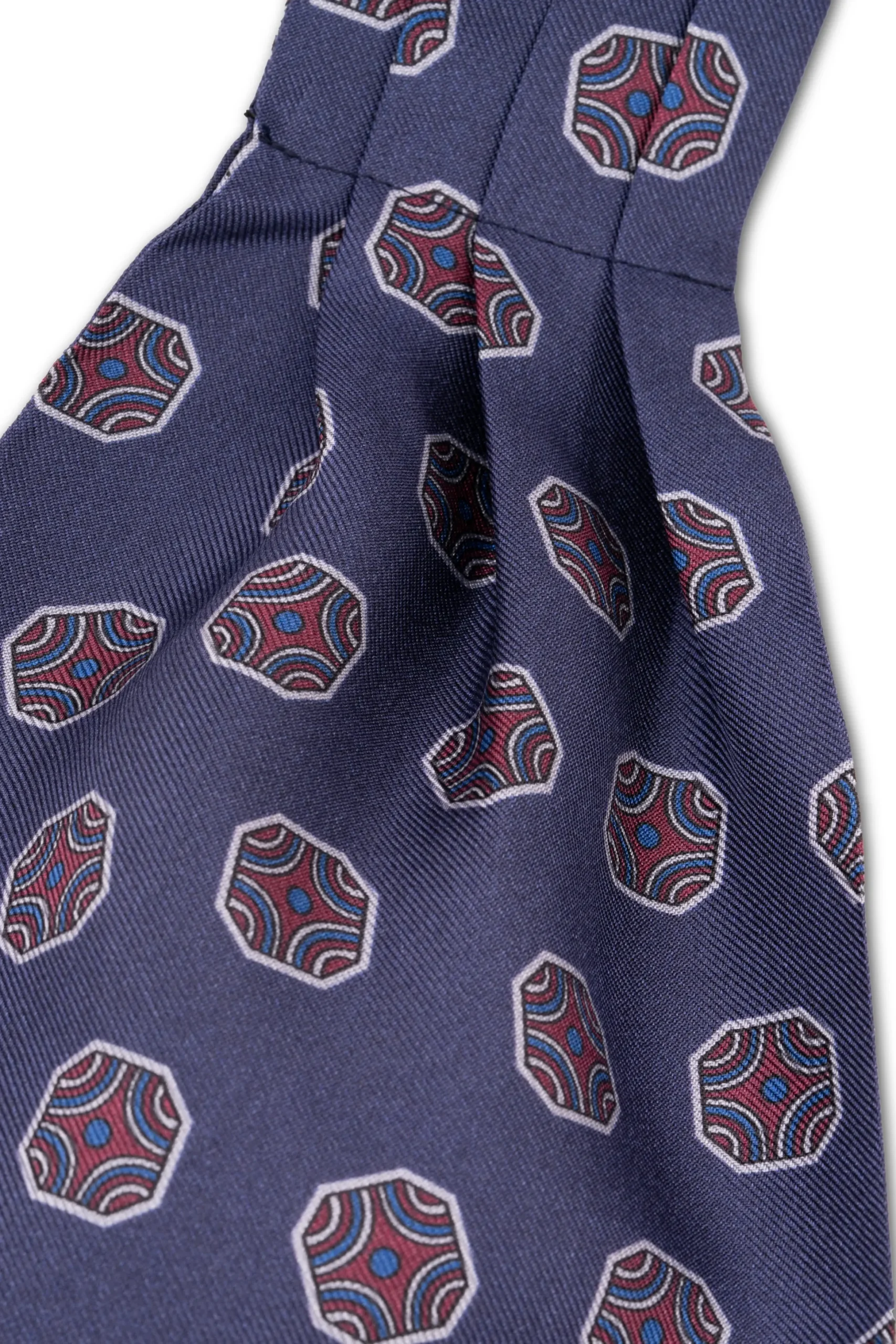 Light Navy Fancy Tile Silk Ascot