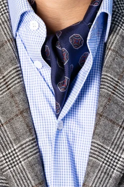 Light Navy Fancy Tile Silk Ascot
