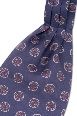 Light Navy Fancy Tile Silk Ascot