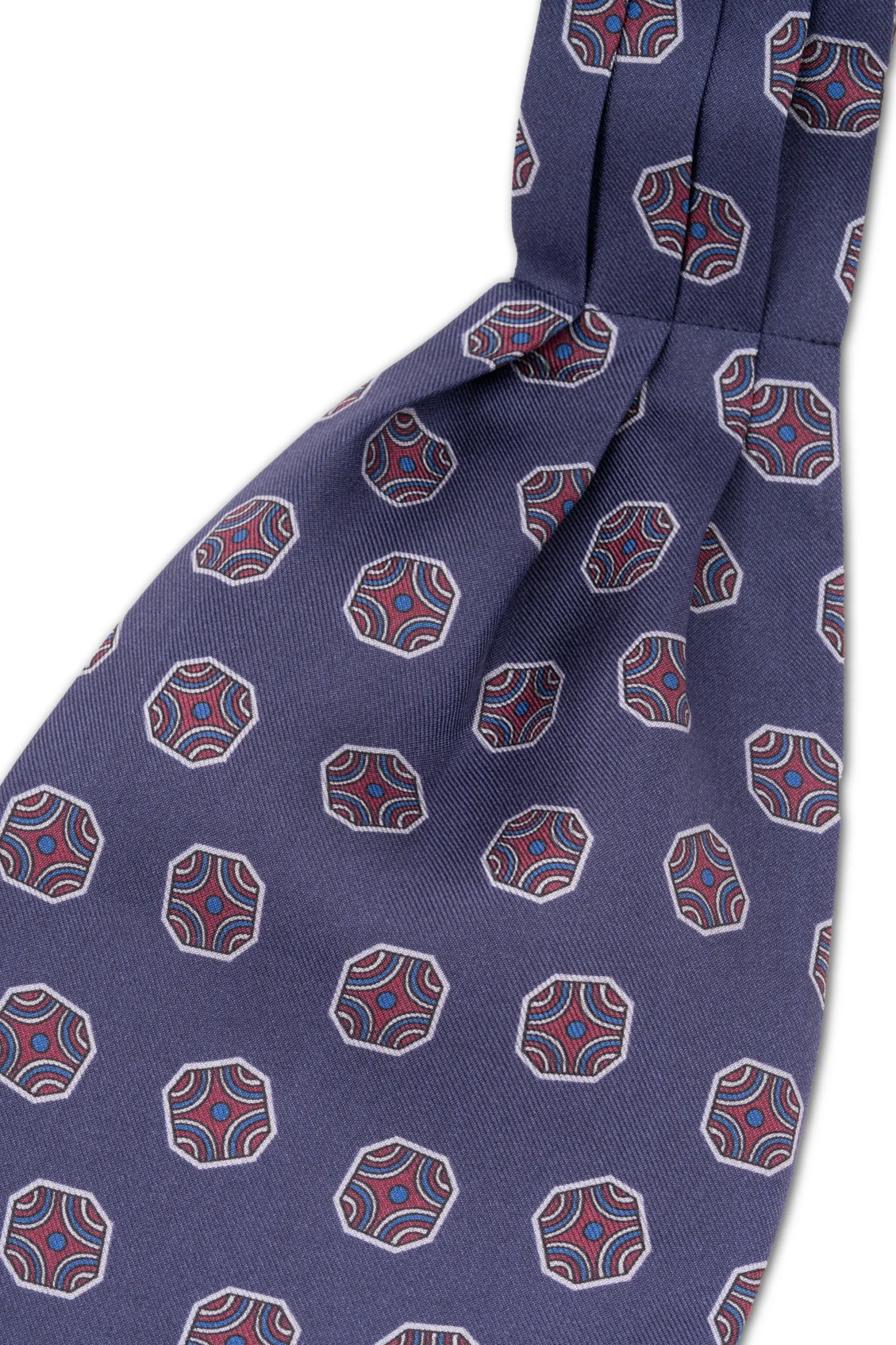 Light Navy Fancy Tile Silk Ascot