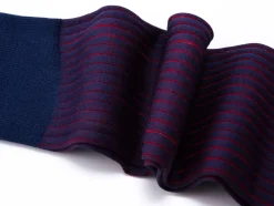 Light Navy & Red Shadow Stripe Lightweight Cotton Socks