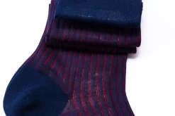 Light Navy & Red Shadow Stripe Lightweight Cotton Socks