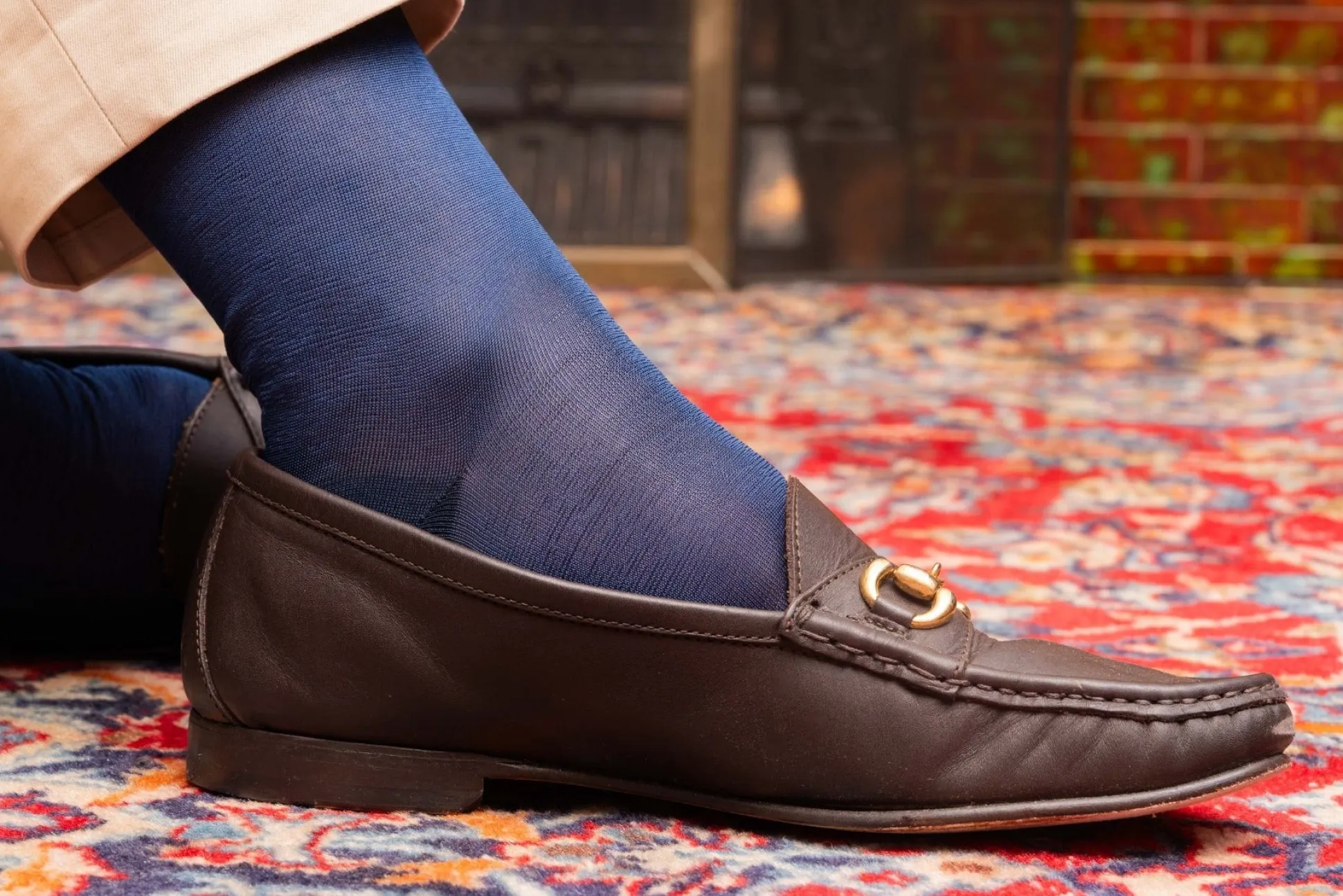 Light Navy Silk Formal Socks