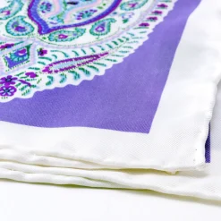 Light Purple & White Large Paisley Silk Pocket Square