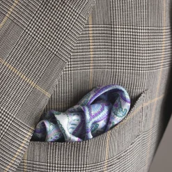 Light Purple & White Large Paisley Silk Pocket Square