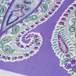 Light Purple & White Large Paisley Silk Pocket Square