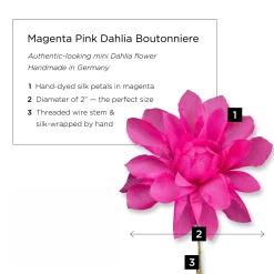 Magenta Dahlia Silk Boutonnière Flower