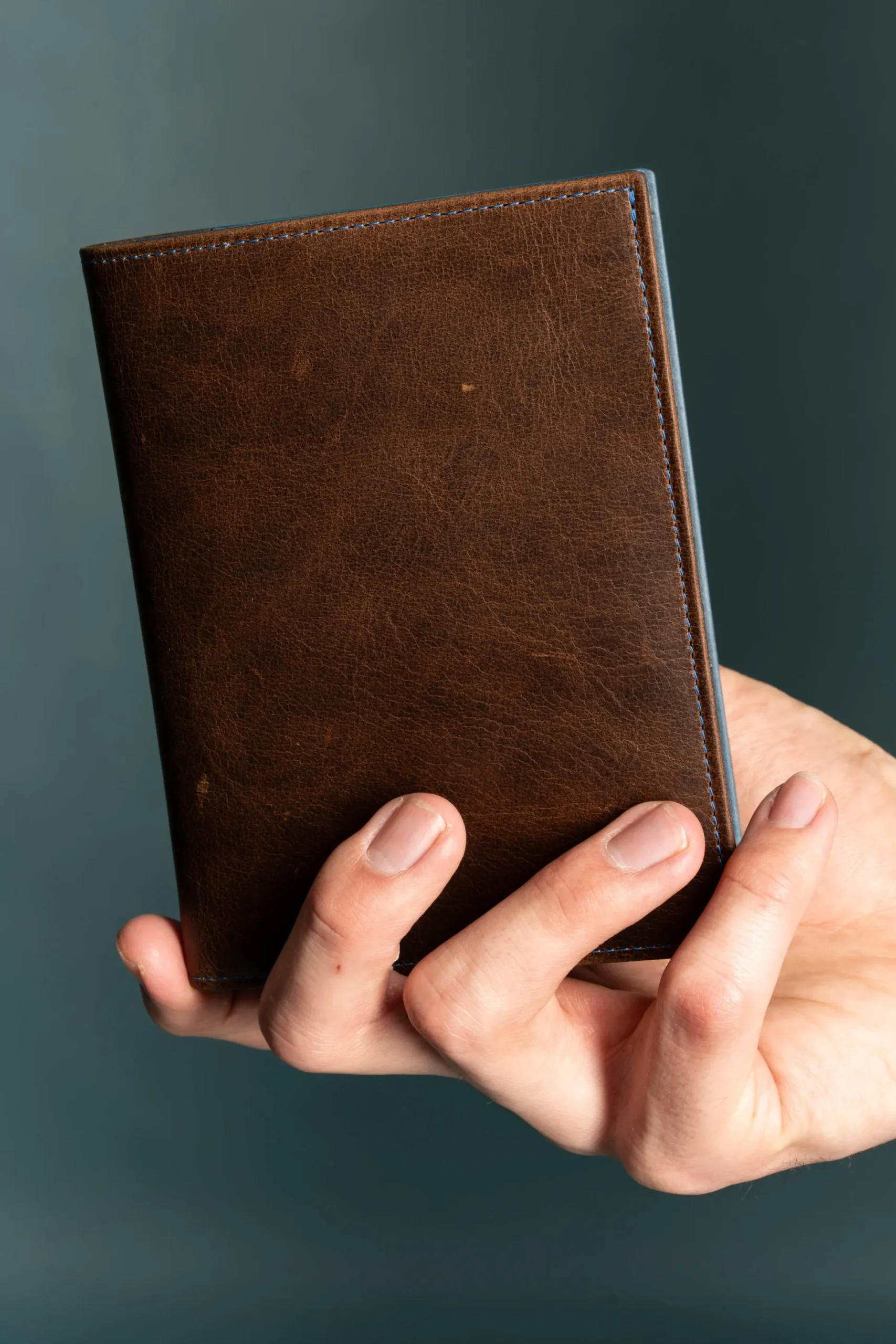 Mahogany & Blue Two Tone Full-Grain Leather Passport Holder