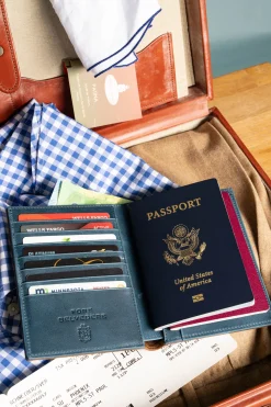 Mahogany & Blue Two Tone Full-Grain Leather Passport Holder