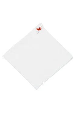 Manhattan Cocktail Hand Embroidered Linen Pocket Square