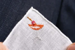 Manhattan Cocktail Hand Embroidered Linen Pocket Square