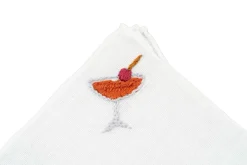 Manhattan Cocktail Hand Embroidered Linen Pocket Square