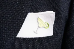 Margarita Cocktail Hand Embroidered Linen Pocket Square