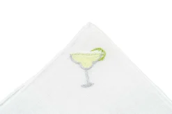 Margarita Cocktail Hand Embroidered Linen Pocket Square