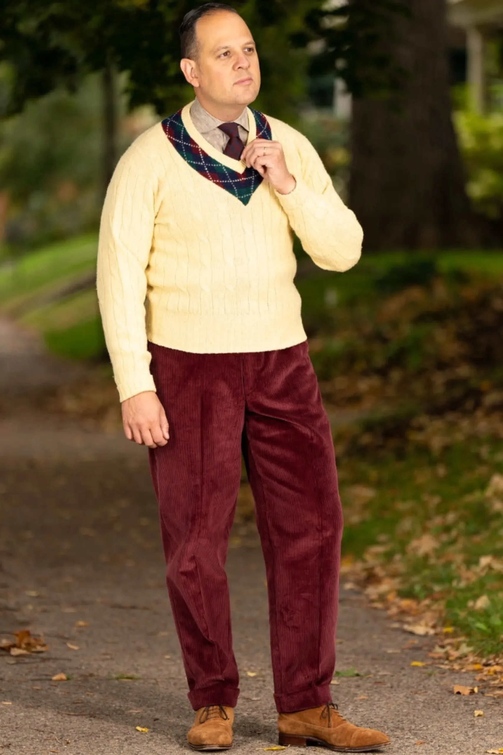 Maroon Stancliffe Corduroy Trousers