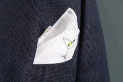 Martini Cocktail Hand Embroidered Linen Pocket Square