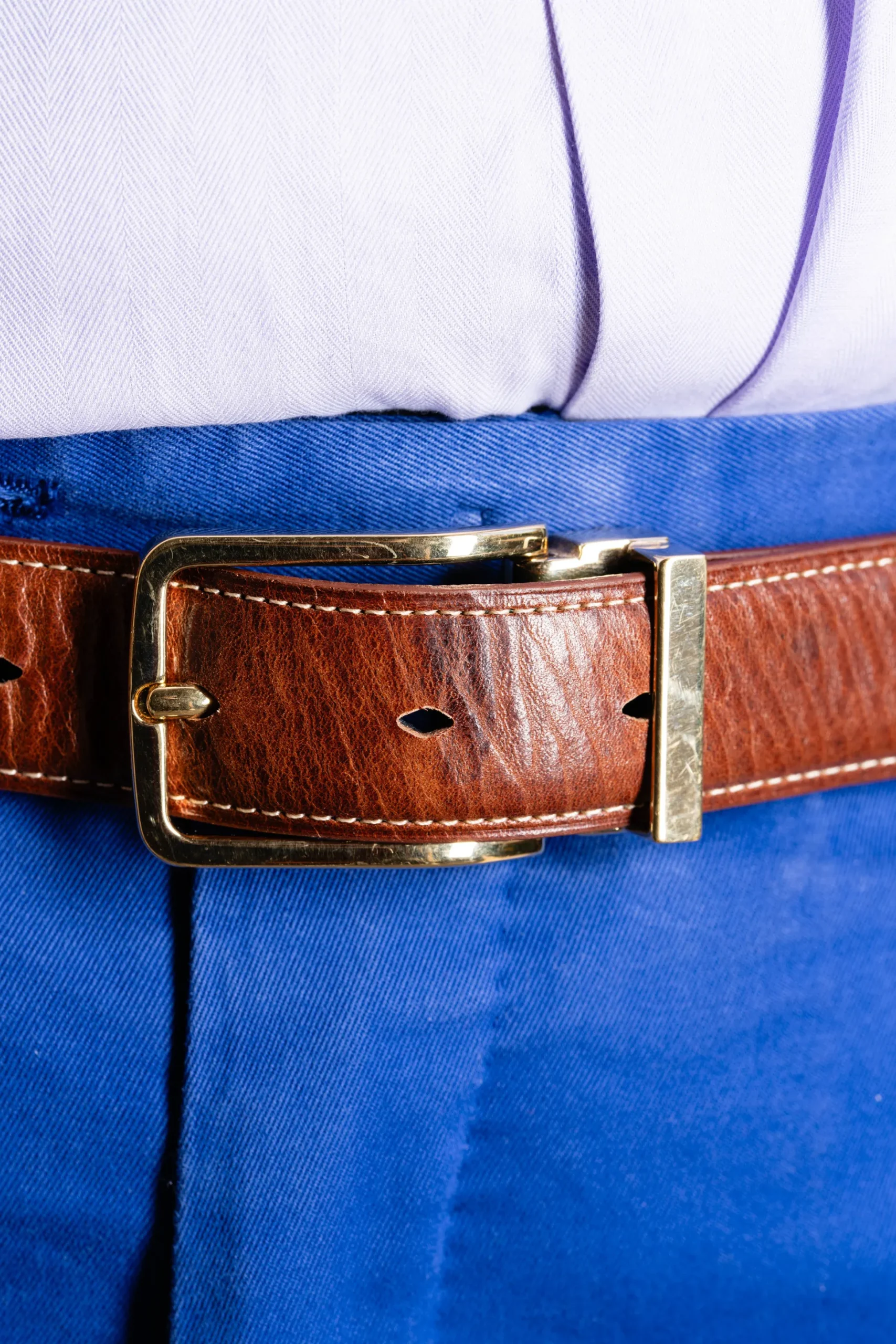 Medium Brown Natural Vegetable Tanned Leather Belt