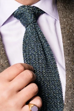 Melange Blue & Green Silk Knit Tie