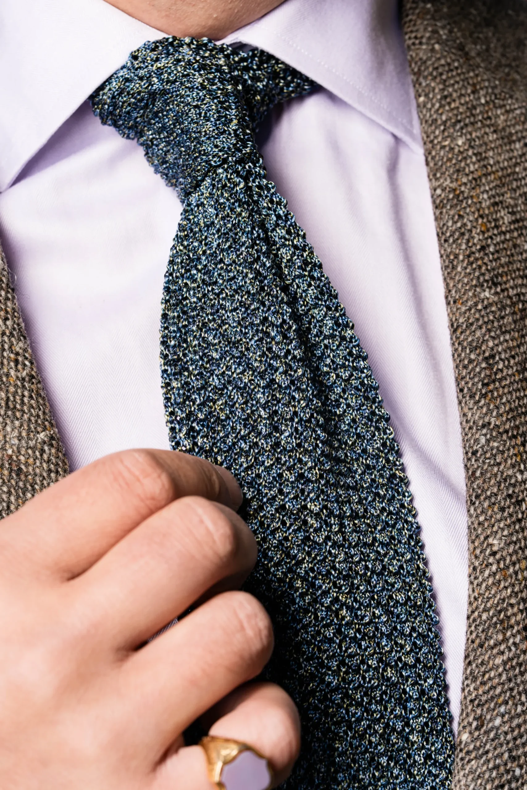 Melange Blue & Green Silk Knit Tie