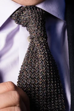 Melange Dark Heather Silk Wide Knit Tie